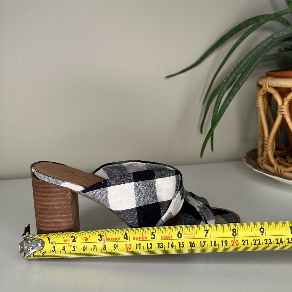 Madewell Alexandria Gingham Block Heel Sandals Twist Strap Black White Mule 7.5 - Picture 12 of 14